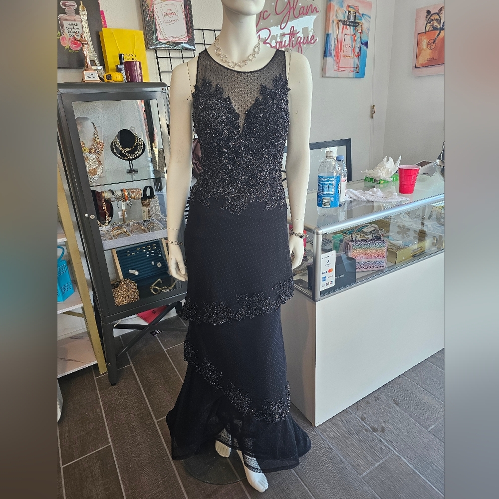 Chic Black Beaded Maxi Dress
